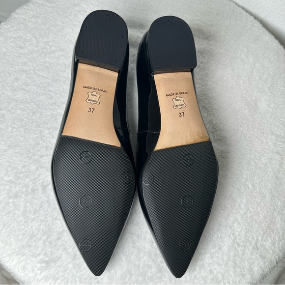 NWOB L.K. Bennett London Black Patent Leather Velvet Pointed Toe Loafers - Picture 10 of 14